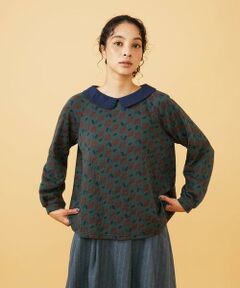 Jocomomola / ホコモモラ カットソー | Cruce ジャカード リーフ×フラワー柄カットソー