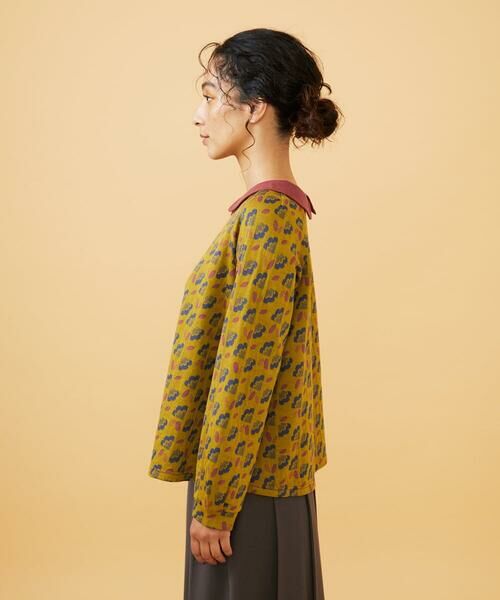 Jocomomola / ホコモモラ カットソー | Cruce ジャカード リーフ×フラワー柄カットソー | 詳細1