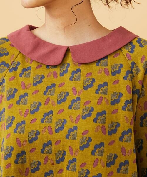 Jocomomola / ホコモモラ カットソー | Cruce ジャカード リーフ×フラワー柄カットソー | 詳細3
