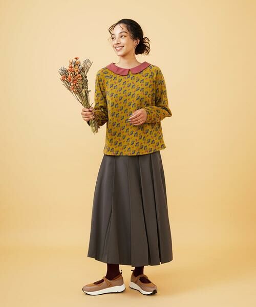 Jocomomola / ホコモモラ カットソー | Cruce ジャカード リーフ×フラワー柄カットソー | 詳細9