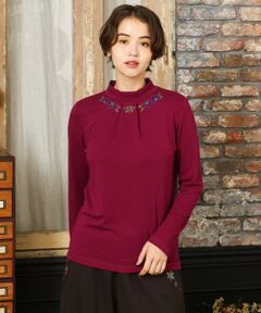 Jocomomola / ホコモモラ カットソー | ベアスムース 配色刺繍カットソー