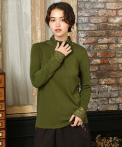 Jocomomola / ホコモモラ カットソー | ベアスムース ハイネックレースカットソー