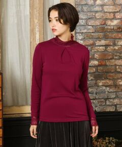 Jocomomola / ホコモモラ カットソー | ベアスムース ハイネックレースカットソー