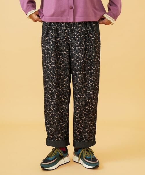 Jocomomola/ホコモモラ Calle de Manuela Malasana アニマルプリントパンツ ブラック S