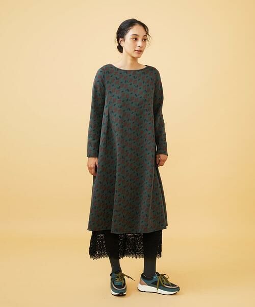 Jocomomola / ホコモモラ ロング・マキシ丈ワンピース | Cruce ジャカード リーフ×フラワー柄ワンピース | 詳細8