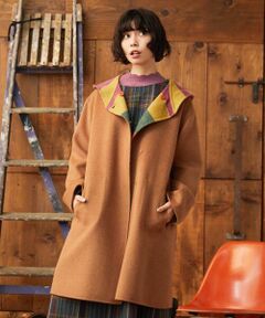 Jocomomola / ホコモモラ その他アウター | 【2WAY】Wフェイスリバーフード付きロングコート