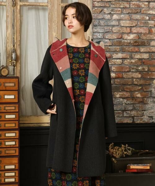 Jocomomola / ホコモモラ その他アウター | 【2WAY】Wフェイスリバーフード付きロングコート | 詳細1