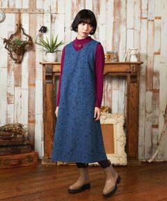 Jocomomola / ホコモモラ ロング・マキシ丈ワンピース | 【ブルー追加】Calle de Bordadores フラワープリントジャンパースカートワンピース