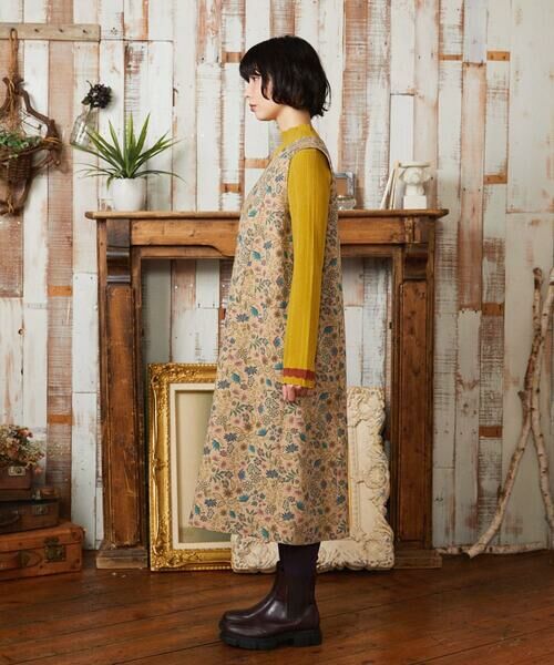 Jocomomola / ホコモモラ ロング・マキシ丈ワンピース | 【ブルー追加】Calle de Bordadores フラワープリントジャンパースカートワンピース | 詳細1