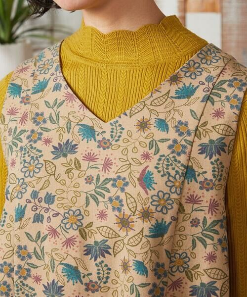 Jocomomola / ホコモモラ ロング・マキシ丈ワンピース | 【ブルー追加】Calle de Bordadores フラワープリントジャンパースカートワンピース | 詳細3