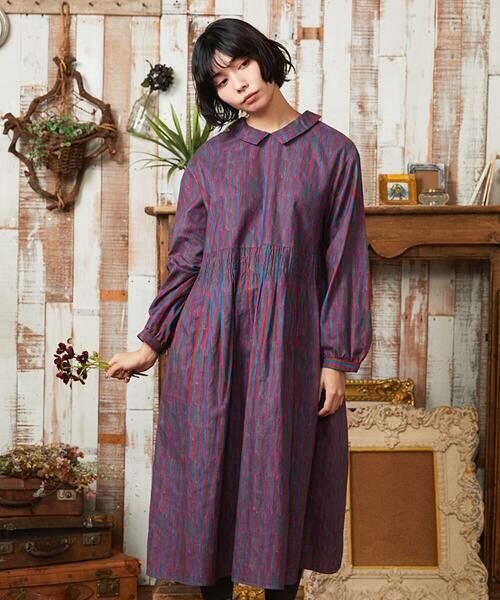 Jocomomola/ホコモモラ Calle del los Libreros ストライプワンピース レッド M