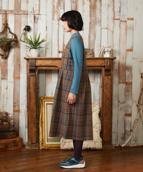 Jocomomola / ホコモモラ ロング・マキシ丈ワンピース | Arriate チェック柄ジャンパースカートワンピース | 詳細1