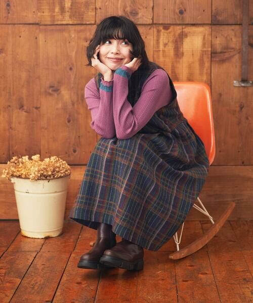 Jocomomola / ホコモモラ ロング・マキシ丈ワンピース | Arriate チェック柄ジャンパースカートワンピース | 詳細18