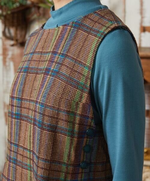 Jocomomola / ホコモモラ ロング・マキシ丈ワンピース | Arriate チェック柄ジャンパースカートワンピース | 詳細4