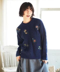 Jocomomola / ホコモモラ ニット・セーター | Calle de Bordadores フラワーモチーフニットプルオーバー