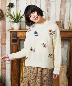 Jocomomola / ホコモモラ ニット・セーター | Calle de Bordadores フラワーモチーフニットプルオーバー