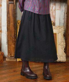 Jocomomola / ホコモモラ ロング・マキシ丈スカート | Susurrito フラワーモチーフゴムギャザースカート