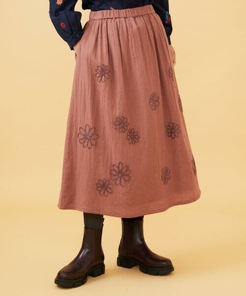 Jocomomola / ホコモモラ ロング・マキシ丈スカート | Susurrito フラワーモチーフゴムギャザースカート | 詳細1