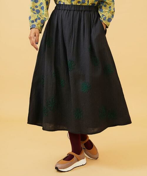 Jocomomola / ホコモモラ ロング・マキシ丈スカート | Susurrito フラワーモチーフゴムギャザースカート | 詳細11