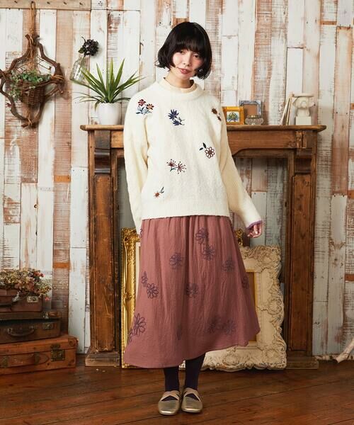 Jocomomola / ホコモモラ ロング・マキシ丈スカート | Susurrito フラワーモチーフゴムギャザースカート | 詳細9