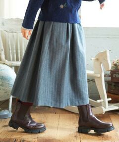 Jocomomola / ホコモモラ ロング・マキシ丈スカート | Huellas de aves へリンボーンタックフレアスカート