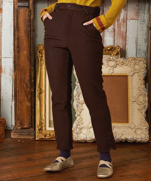 Jocomomola / ホコモモラ チノ・ワークパンツ | Brillito 裏起毛ストレッチパンツ(ブラウン)