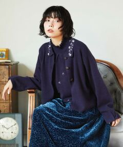 Jocomomola / ホコモモラ カーディガン・ボレロ | Tesoro フラワーモチーフニットカーディガン