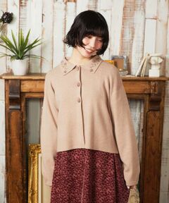 Jocomomola / ホコモモラ カーディガン・ボレロ | Tesoro フラワーモチーフニットカーディガン