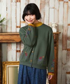 Jocomomola / ホコモモラ カーディガン・ボレロ | Florecer フラワー刺繍カットソーカーディガン