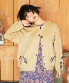 Jocomomola / ホコモモラ カーディガン・ボレロ | Florecer フラワー刺繍カットソーカーディガン