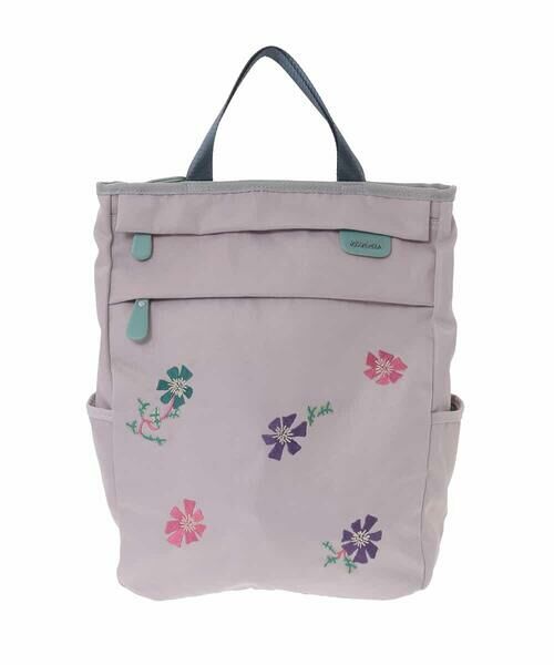 Jocomomola / ホコモモラ リュック・バックパック | フラワー刺繍トートリュック（グレー）
