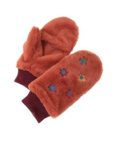 Jocomomola / ホコモモラ 手袋 | フラワー刺繍フェイクファーミトン