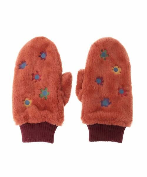 Jocomomola / ホコモモラ 手袋 | フラワー刺繍フェイクファーミトン | 詳細1