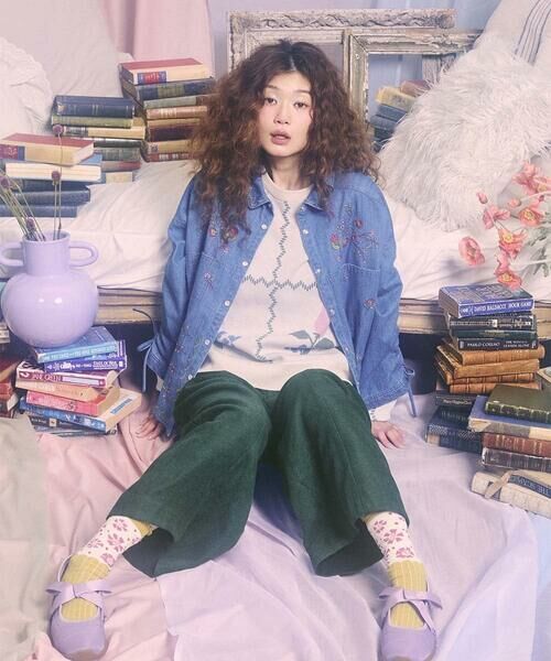 Jocomomola / ホコモモラ シャツ・ブラウス | El galgo フラワー刺繍デニムシャツ | 詳細1