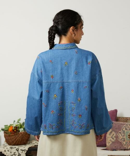 Jocomomola / ホコモモラ シャツ・ブラウス | El galgo フラワー刺繍デニムシャツ | 詳細10