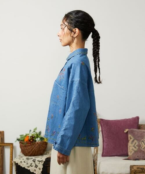 Jocomomola / ホコモモラ シャツ・ブラウス | El galgo フラワー刺繍デニムシャツ | 詳細9