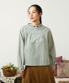 Jocomomola / ホコモモラ シャツ・ブラウス | 【2WAY】Flor pequena チェックフラワー刺繍ブラウス