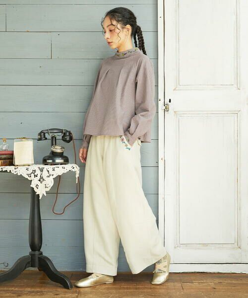 Jocomomola / ホコモモラ シャツ・ブラウス | 【2WAY】Flor pequena チェックフラワー刺繍ブラウス | 詳細2