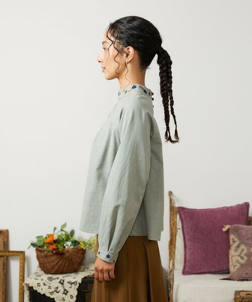 Jocomomola / ホコモモラ シャツ・ブラウス | 【2WAY】Flor pequena チェックフラワー刺繍ブラウス | 詳細7
