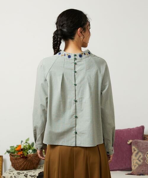 Jocomomola / ホコモモラ シャツ・ブラウス | 【2WAY】Flor pequena チェックフラワー刺繍ブラウス | 詳細8