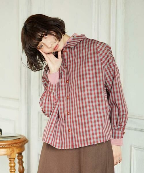 Jocomomola / ホコモモラ シャツ・ブラウス | 【2WAY】 Sillin ギンガムチェック オーバーブラウス（レッド）