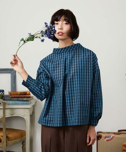 Jocomomola / ホコモモラ シャツ・ブラウス | 【2WAY】 Sillin ギンガムチェック オーバーブラウス（ブルー）