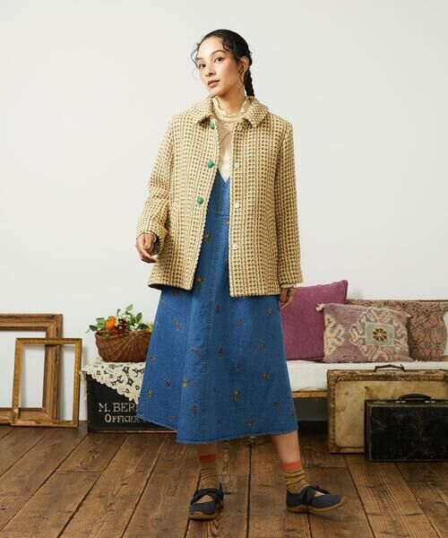 Jocomomola / ホコモモラ ロング・マキシ丈ワンピース | El galgo フラワー刺繍デニムノースリーブジャンパースカート | 詳細6