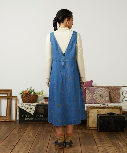 Jocomomola / ホコモモラ ロング・マキシ丈ワンピース | El galgo フラワー刺繍デニムノースリーブジャンパースカート | 詳細8