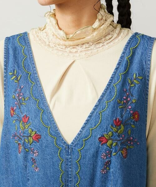 Jocomomola / ホコモモラ ロング・マキシ丈ワンピース | El galgo フラワー刺繍デニムノースリーブジャンパースカート | 詳細9