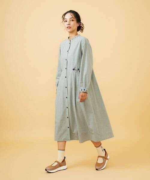 Jocomomola / ホコモモラ ロング・マキシ丈ワンピース | Flor pequena チェックフラワー刺繍ワンピース | 詳細15