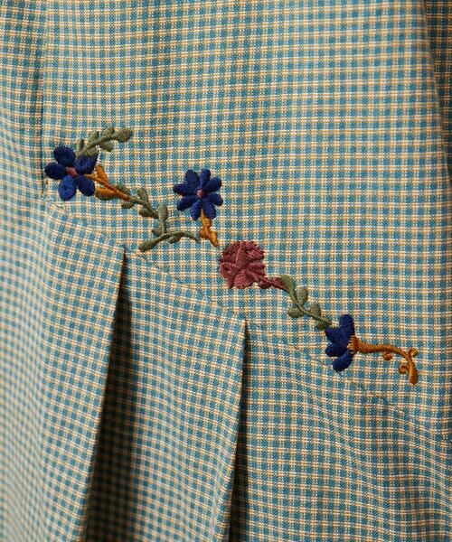 Jocomomola / ホコモモラ ロング・マキシ丈ワンピース | Flor pequena チェックフラワー刺繍ワンピース | 詳細18