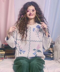Jocomomola / ホコモモラ ニット・セーター | El galgo フラワーモチーフニットプルオーバー