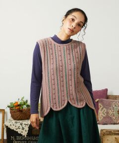 Jocomomola / ホコモモラ ベスト | Escalera 刺繍ニットベスト