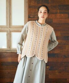 Jocomomola / ホコモモラ ベスト | Escalera 刺繍ニットベスト